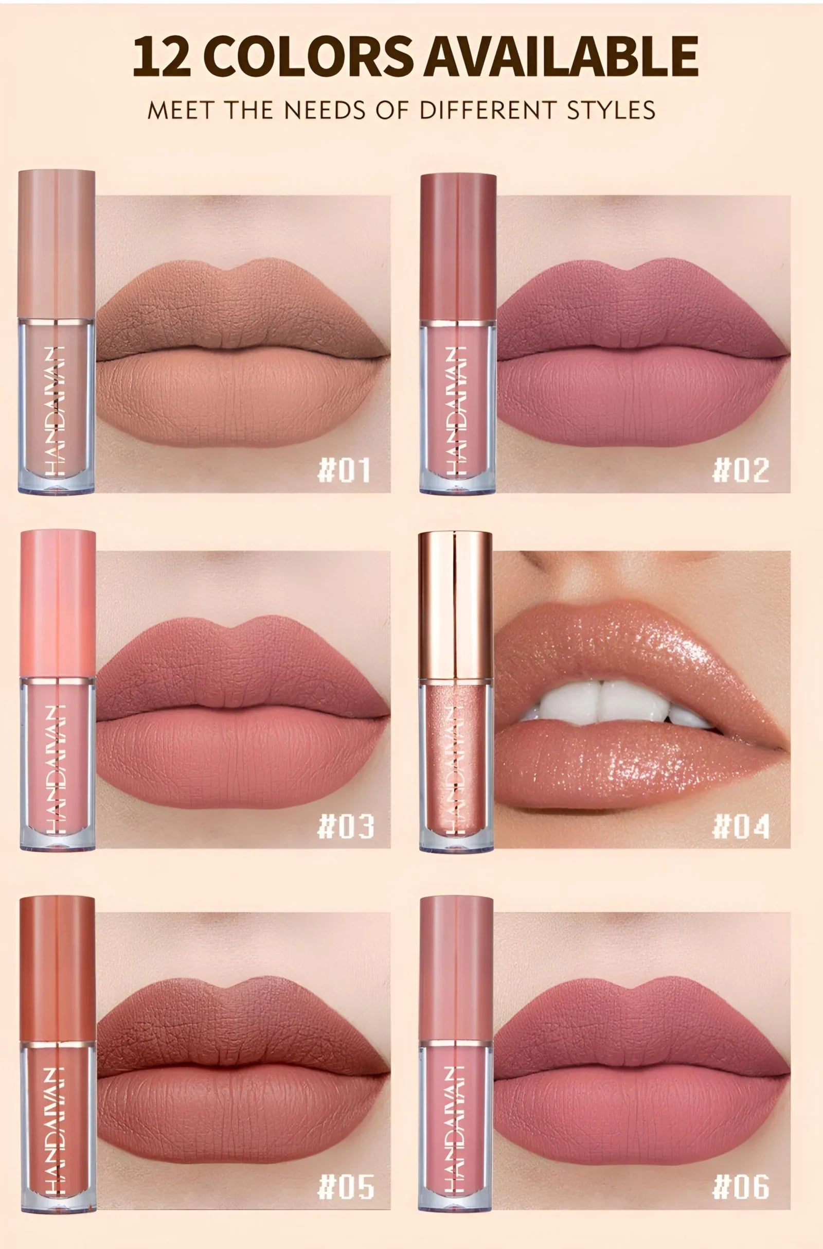 Handaiyan 12-Piece Matte Liquid Lipstick Set – Long Lasting & Waterproof 💄