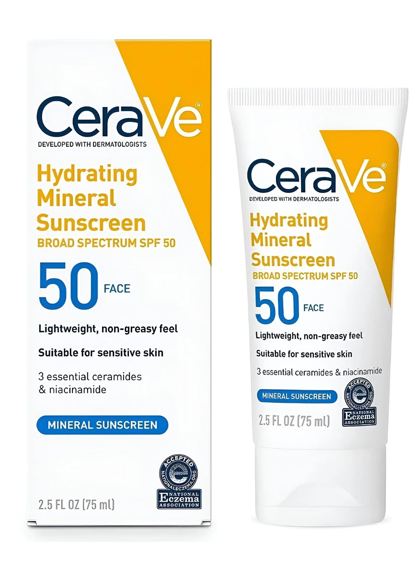CeraVe Hydrating Mineral Sunscreen SPF 50 – For Face (75ml) 🧴