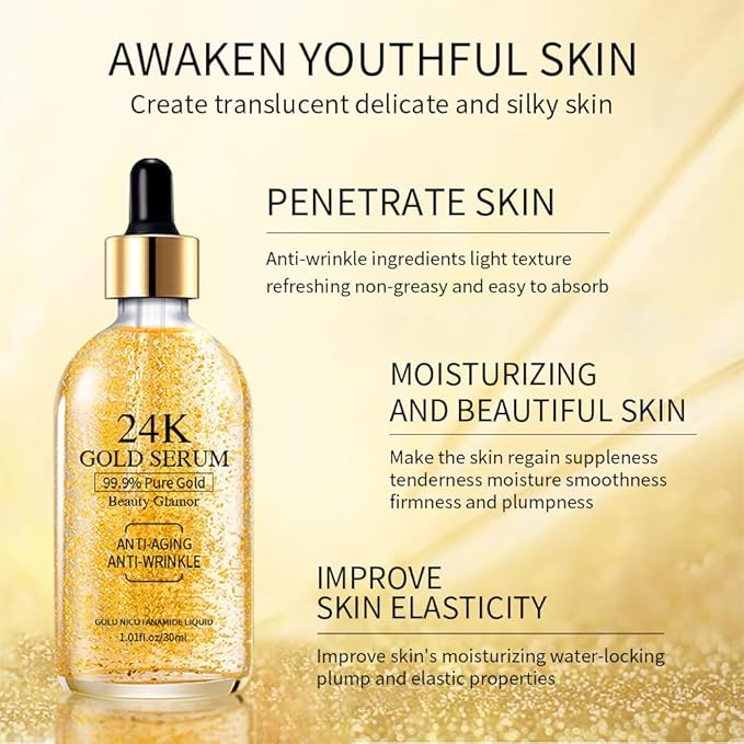 24K Gold Anti-Aging Serum – Pure Gold Glow & Wrinkle Control ✨